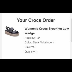 Crocs NWT Brooklyn Wedge in Black/Mushroom